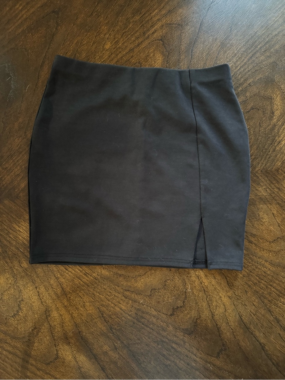 Black Women's Stretch Mini Skirt with Side Slit